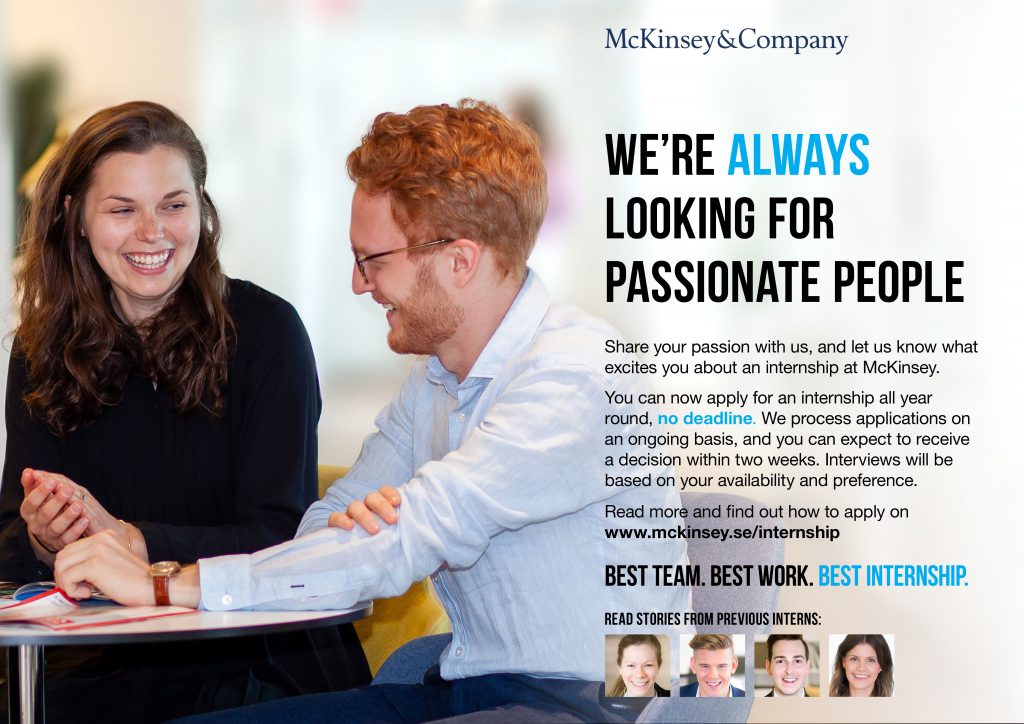 Time to apply McKinsey & Company´s internship 2019 FARM